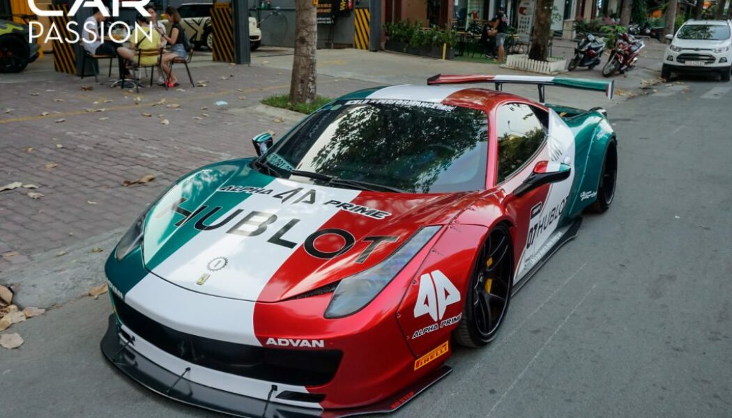 Ferrari 458 Italia độ Liberty Walk thay áo mới với màu cờ Ý đẹp mắt