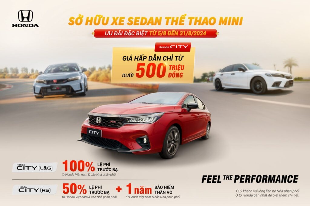 Honda Việt Nam ưu đãi 100% lệ phí trước bạ đối với City và CR-V