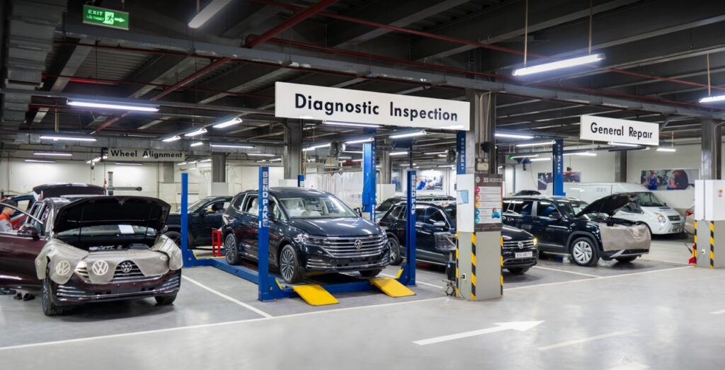 Xưởng dịch vụ bảo dưỡng, sửa chữa chính hãng đáp ứng tiêu chuẩn Volkswagen toàn cầu