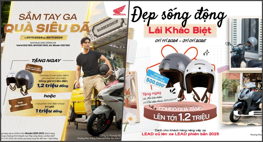 Honda Việt Nam ưu đãi khi mua các mẫu xe tay ga LEAD, Air Blade, Vario, SH trong tháng 11/2024