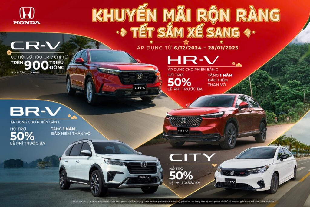 Tháng 12 ưu đãi Honda Việt Nam khi mua City dưới 500 triệu, CR-V từ 900 triệu và nhiều quà tặng